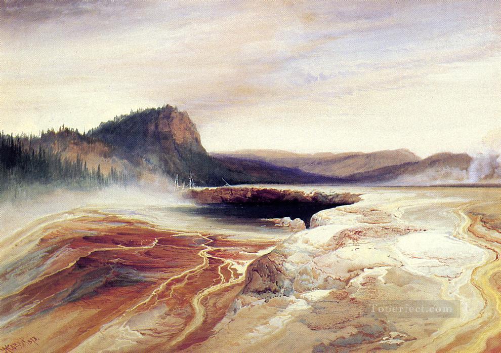 Giant Blue Spring Yellowstone2 Rocky Mountains School Thomas Moran Oil Paintings